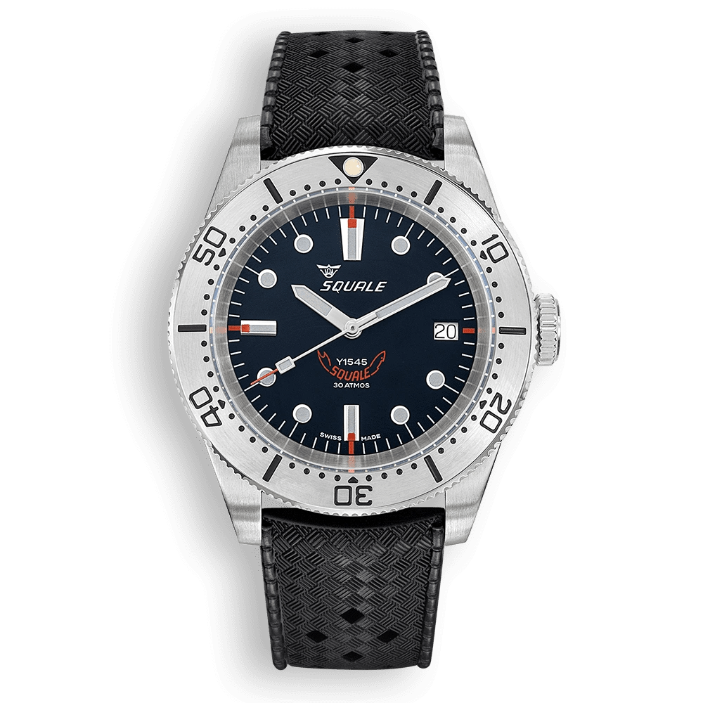 SQUALE 1545 STEEL BLACK RUBBER DATE - WATCHH