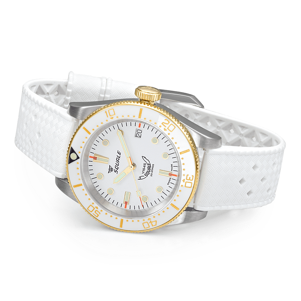 SQUALE 1545 WHITE RUBBER DATE - WATCHH