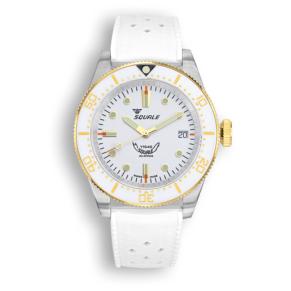 SQUALE 1545 WHITE RUBBER DATE - WATCHH