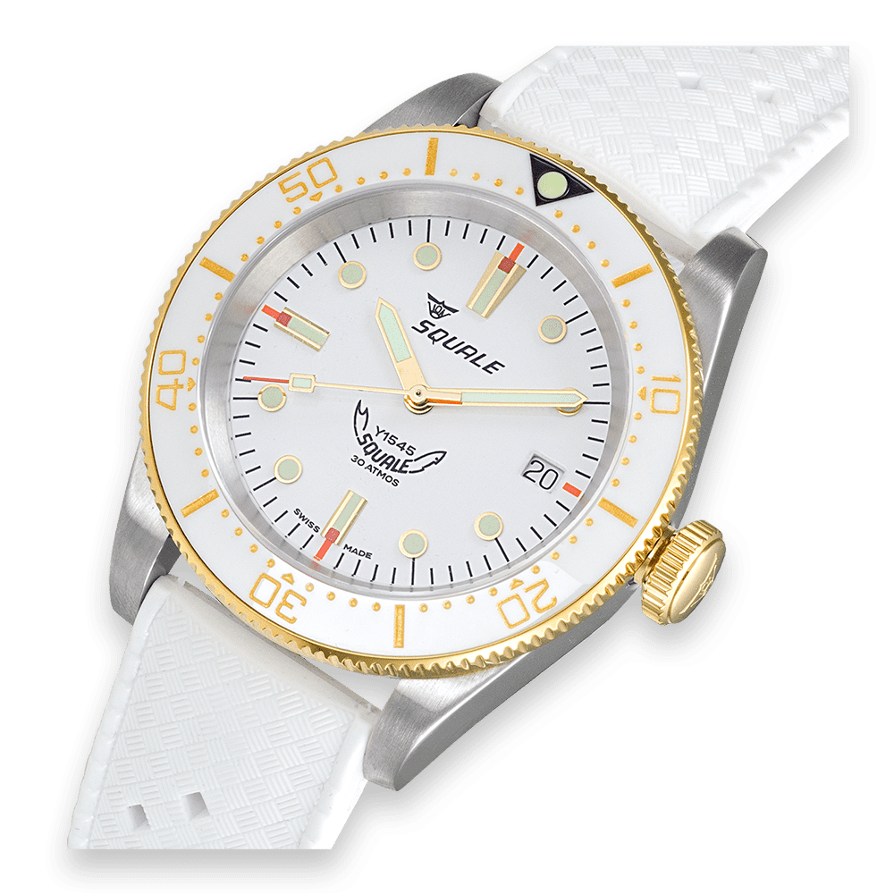 SQUALE 1545 WHITE RUBBER DATE - WATCHH