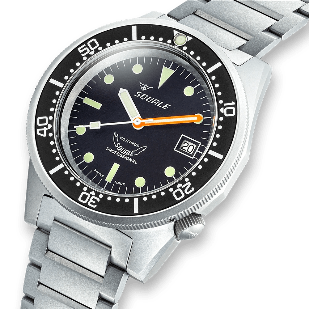 SQUALE SEA 1521 BLACK BLASTED BRACELET DATE - WATCHH