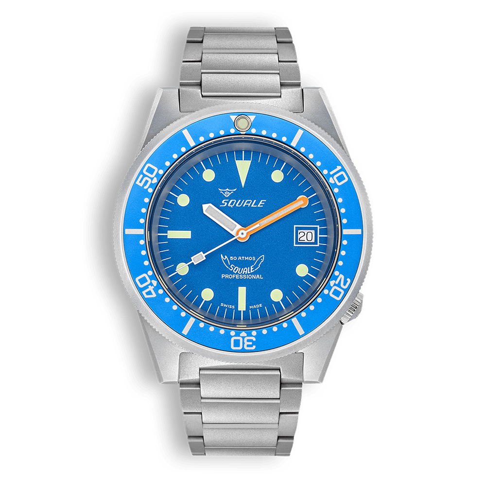 SQUALE SEA 1521 BLUE BLASTED BRACELET DATE - WATCHH