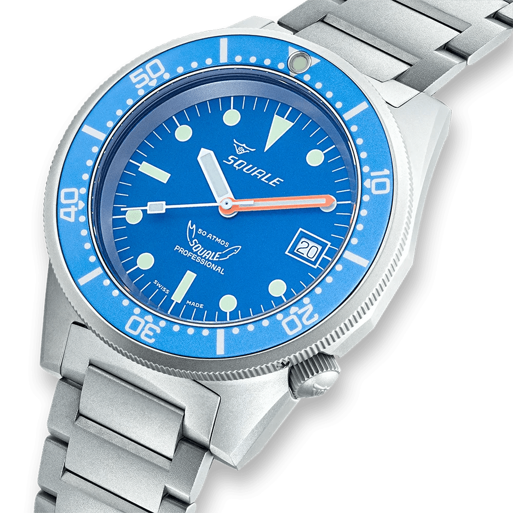 SQUALE SEA 1521 BLUE BLASTED BRACELET DATE - WATCHH