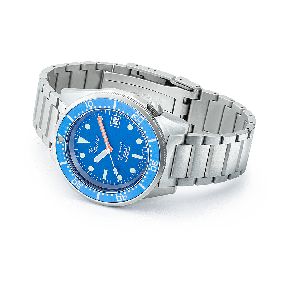 SQUALE SEA 1521 BLUE BLASTED BRACELET DATE - WATCHH