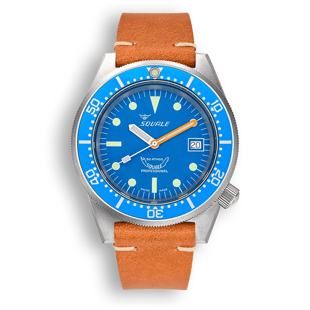 SQUALE SEA 1521 BLUE BLASTED LEATHER DATE - WATCHH