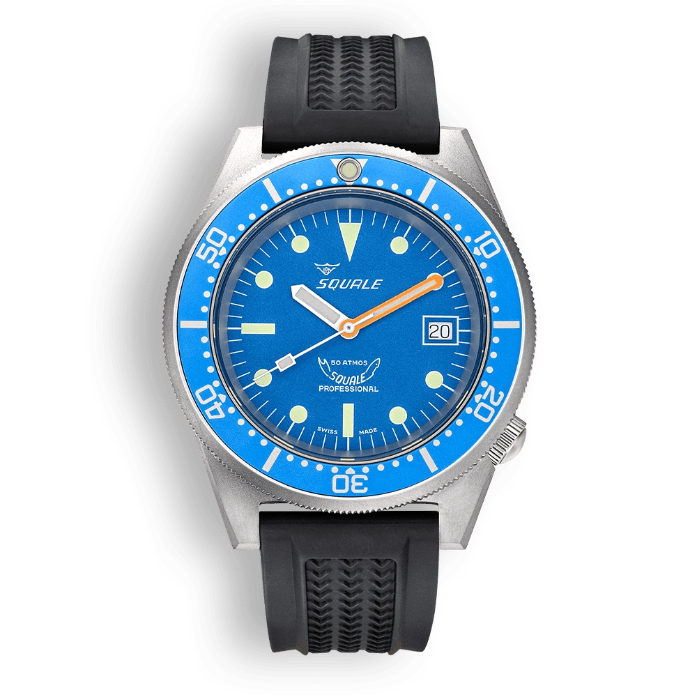 SQUALE SEA 1521 BLUE BLASTED RUBBER DATE - WATCHH