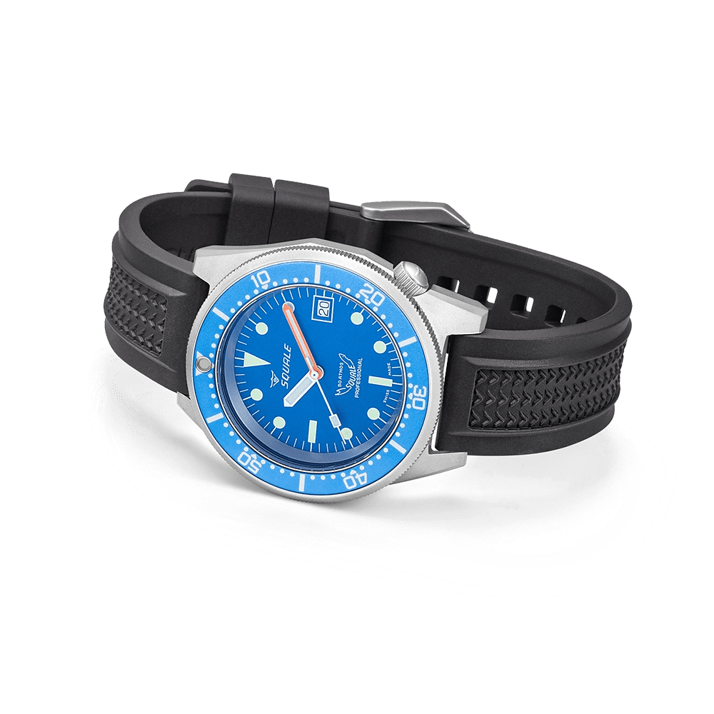 SQUALE SEA 1521 BLUE BLASTED RUBBER DATE - WATCHH