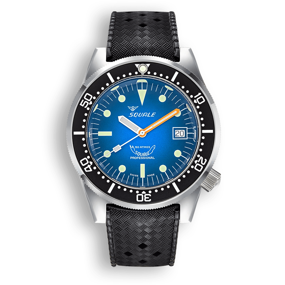 SQUALE SEA 1521 BLUE RAY RUBBER DATE - WATCHH