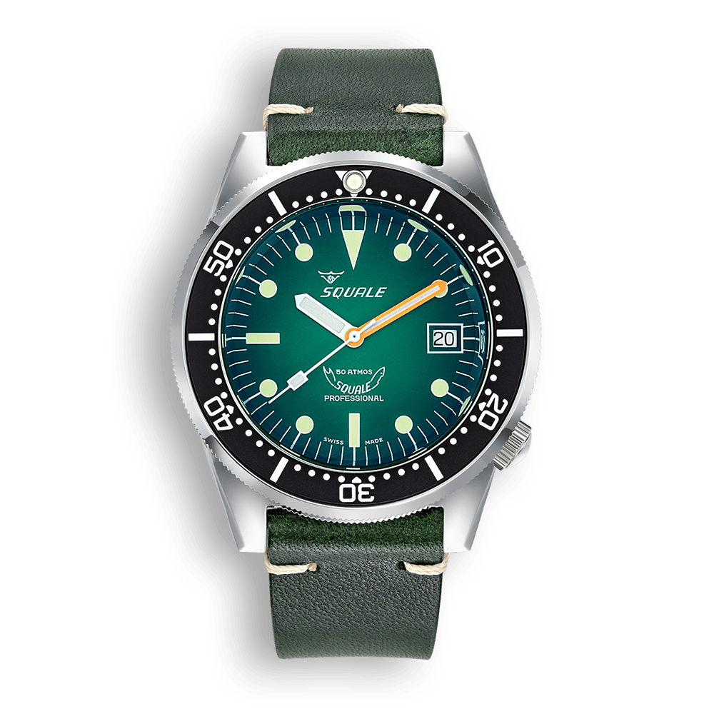 SQUALE SEA 1521 GREEN RAY LEATHER DATE - WATCHH