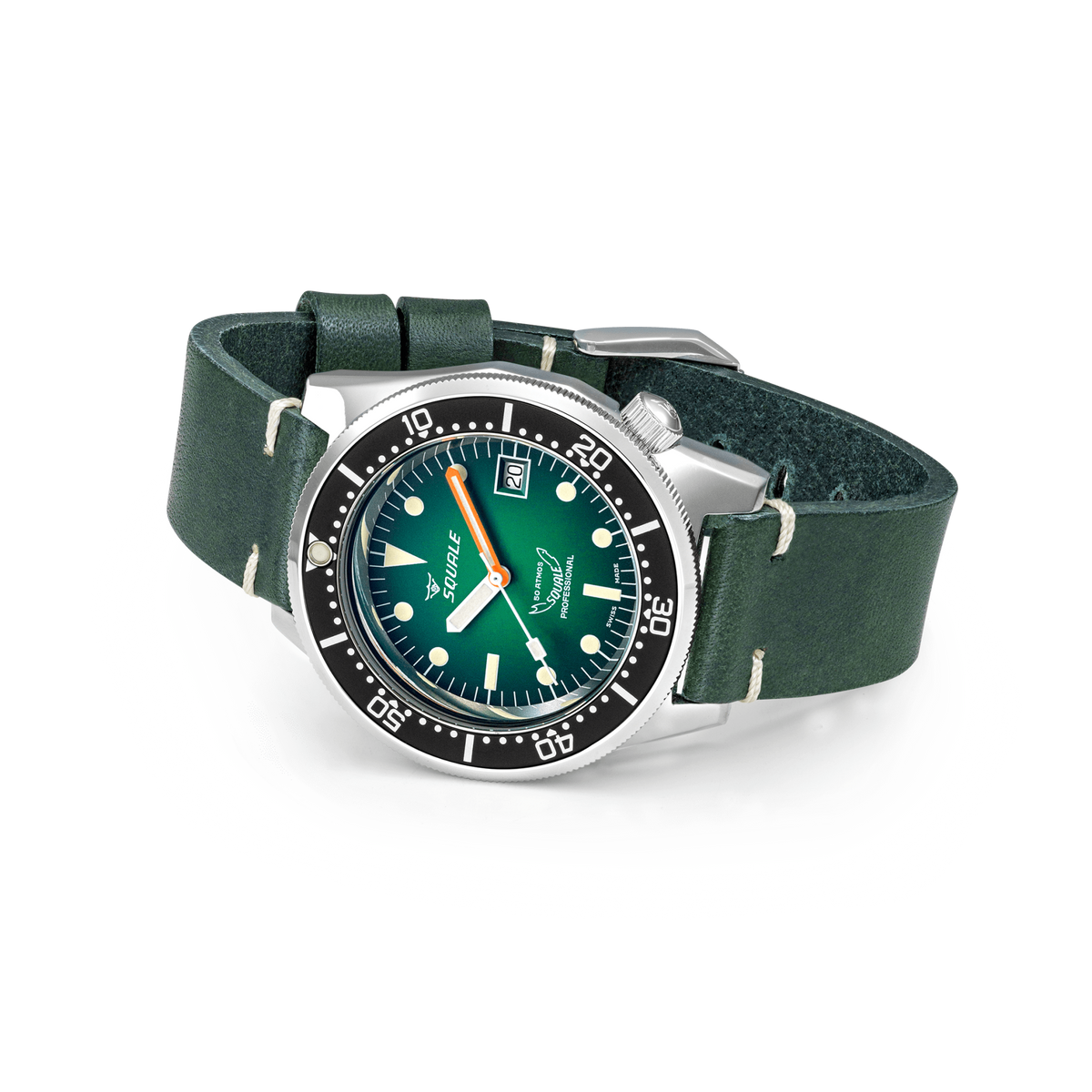 SQUALE SEA 1521 GREEN RAY LEATHER DATE - WATCHH