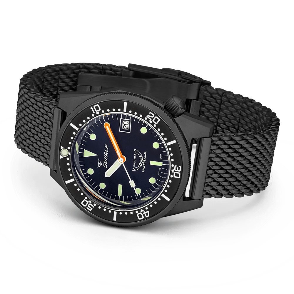 SQUALE SEA 1521 PVD BLACK MESH DATE - WATCHH