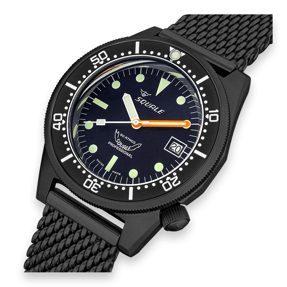 SQUALE SEA 1521 PVD BLACK MESH DATE - WATCHH
