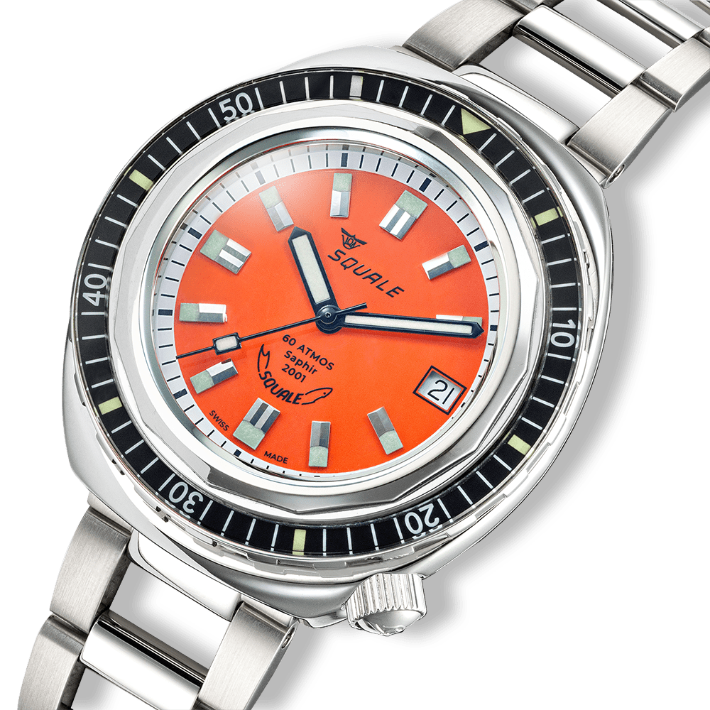SQUALE SEA 2001 REVERSE ORANGE BRACELET DATE - WATCHH