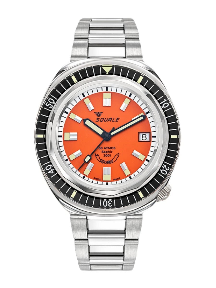 SQUALE SEA 2001 REVERSE ORANGE BRACELET DATE - WATCHH