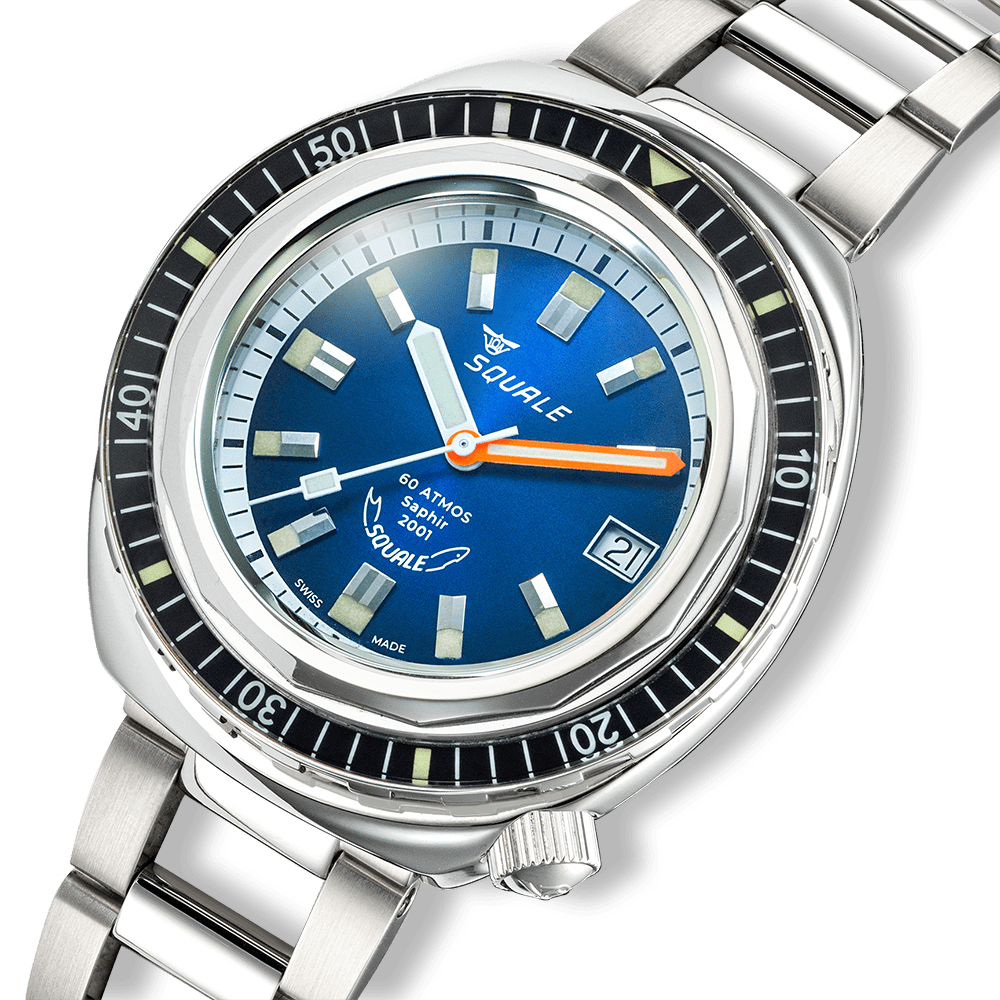 SQUALE SEA 2001 SUNRAY BLUE BRACELET DATE - WATCHH