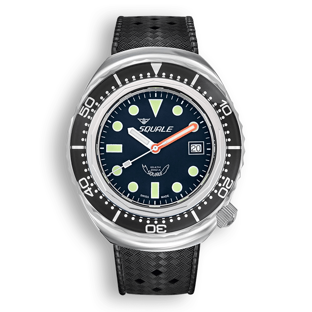 SQUALE SEA 2002 BLACK ROUND DOTS RUBBER DATE - WATCHH