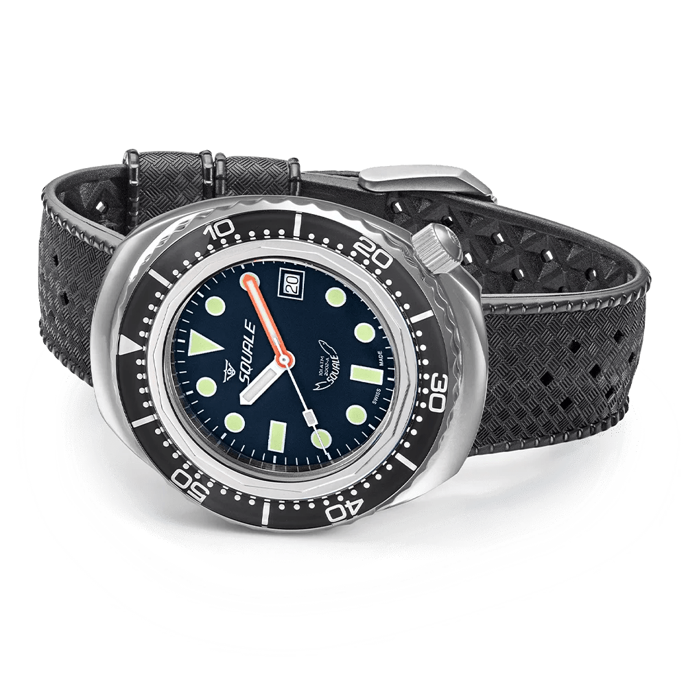 SQUALE SEA 2002 BLACK ROUND DOTS RUBBER DATE - WATCHH