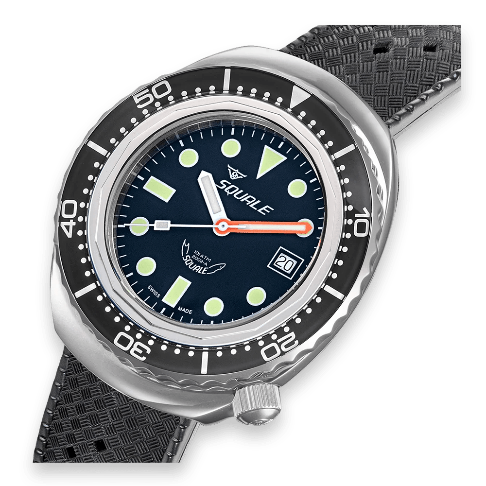 SQUALE SEA 2002 BLACK ROUND DOTS RUBBER DATE - WATCHH