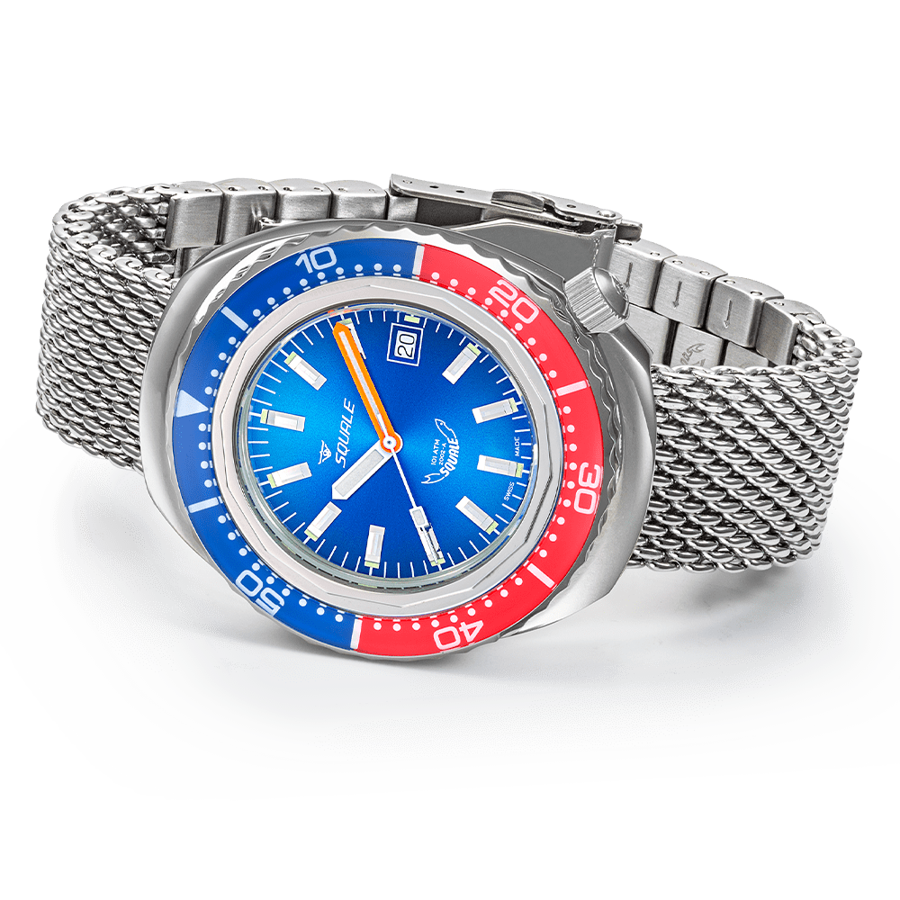 SQUALE SEA 2002 BLUE - RED MESH DATE - WATCHH
