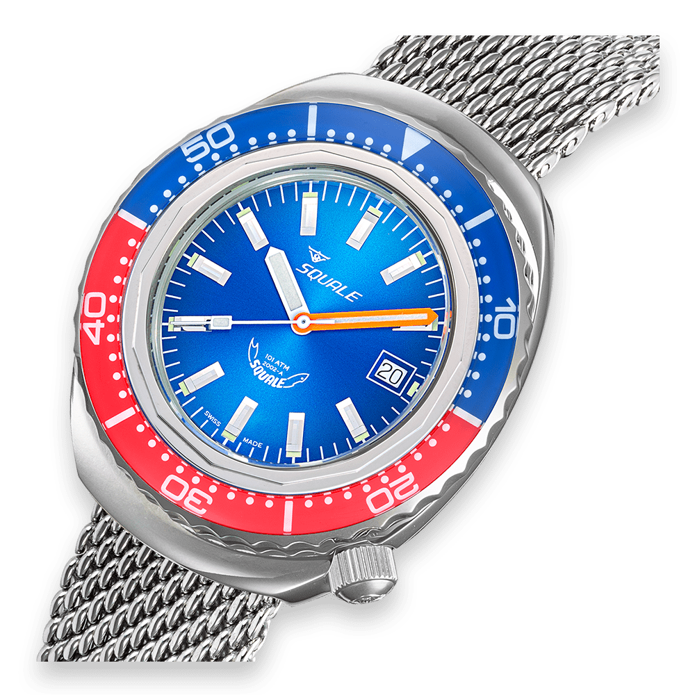 SQUALE SEA 2002 BLUE - RED MESH DATE - WATCHH