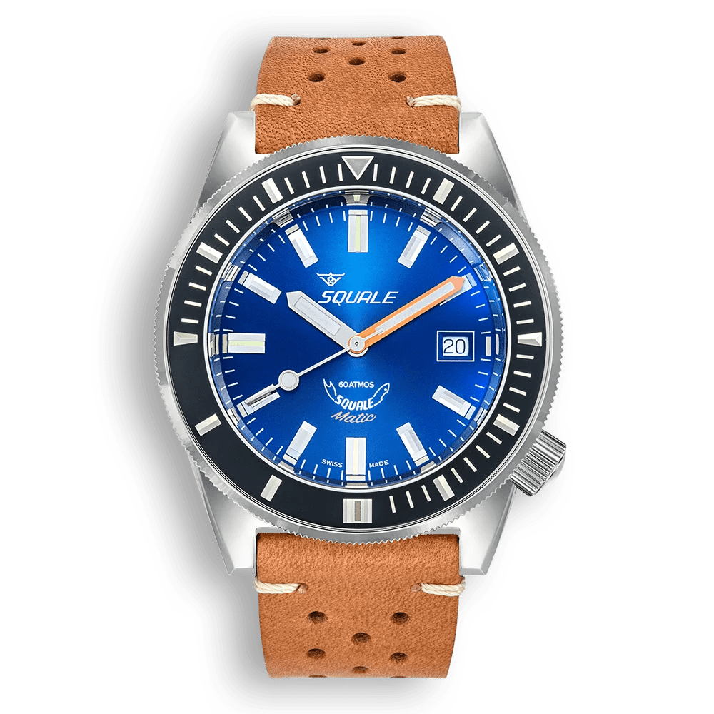 SQUALE SEA MATIC DARK BLUE LEATHER DATE - WATCHH