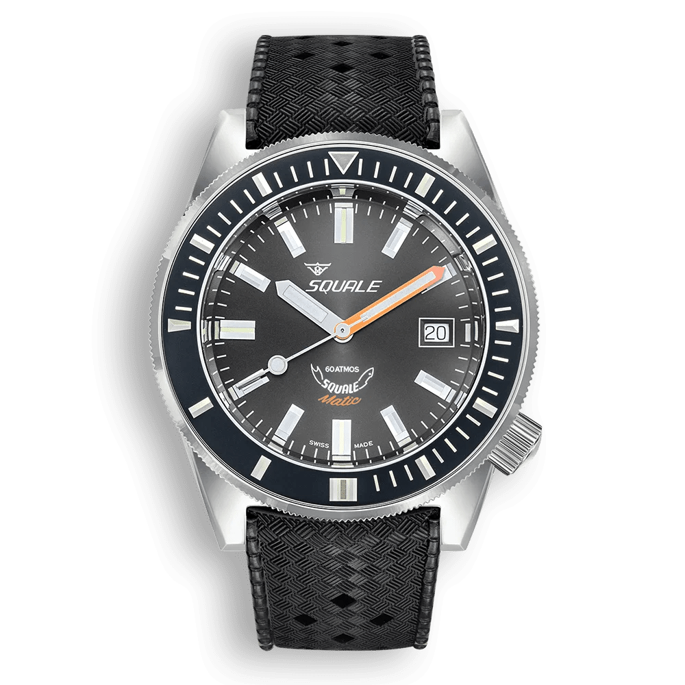SQUALE SEA MATIC GREY RUBBER DATE - WATCHH