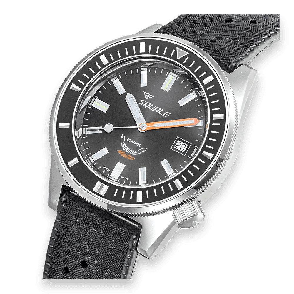 SQUALE SEA MATIC GREY RUBBER DATE - WATCHH