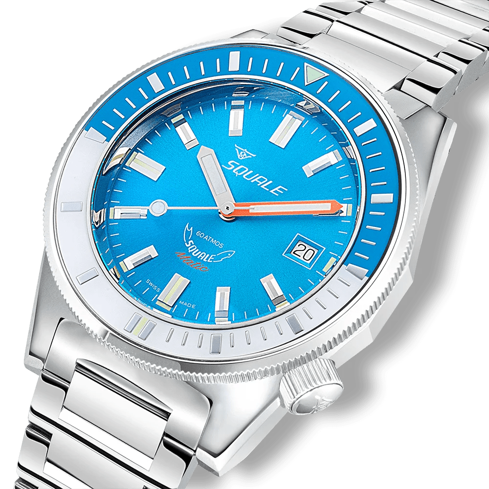 SQUALE SEA MATIC LIGHT BLUE BRACELET DATE - WATCHH