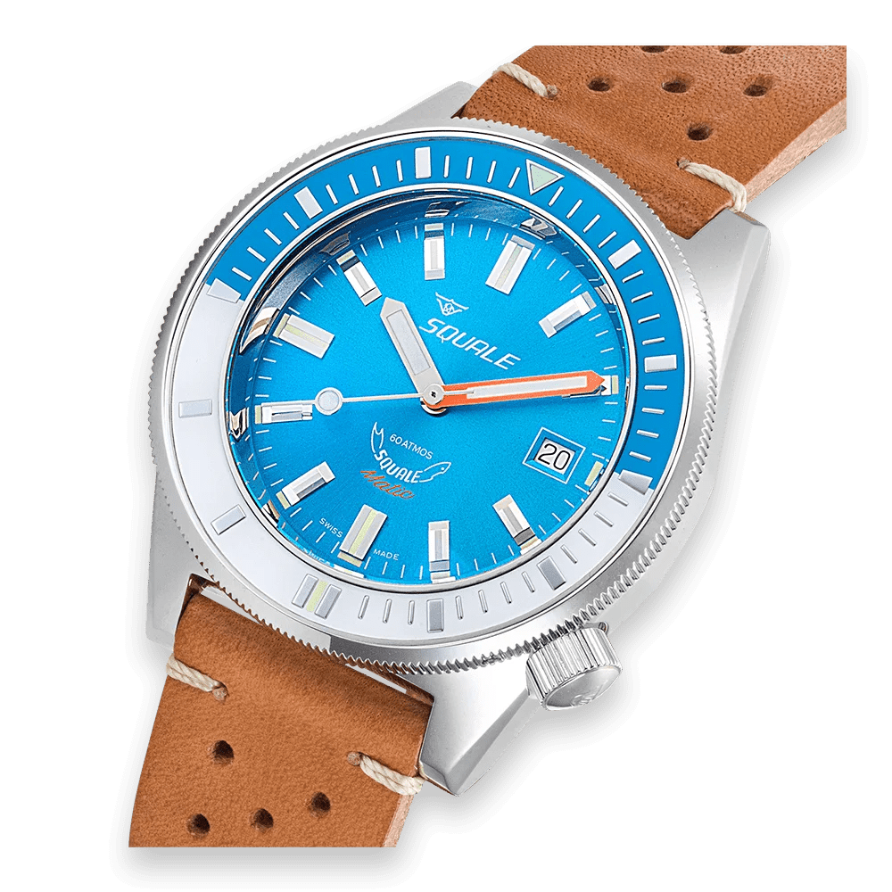 SQUALE SEA MATIC LIGHT BLUE LEATHER DATE - WATCHH