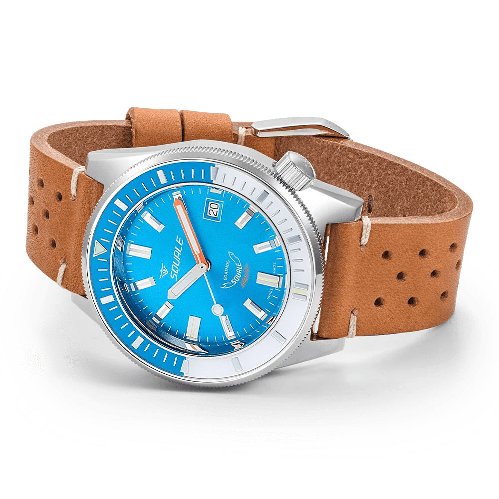 SQUALE SEA MATIC LIGHT BLUE LEATHER DATE - WATCHH