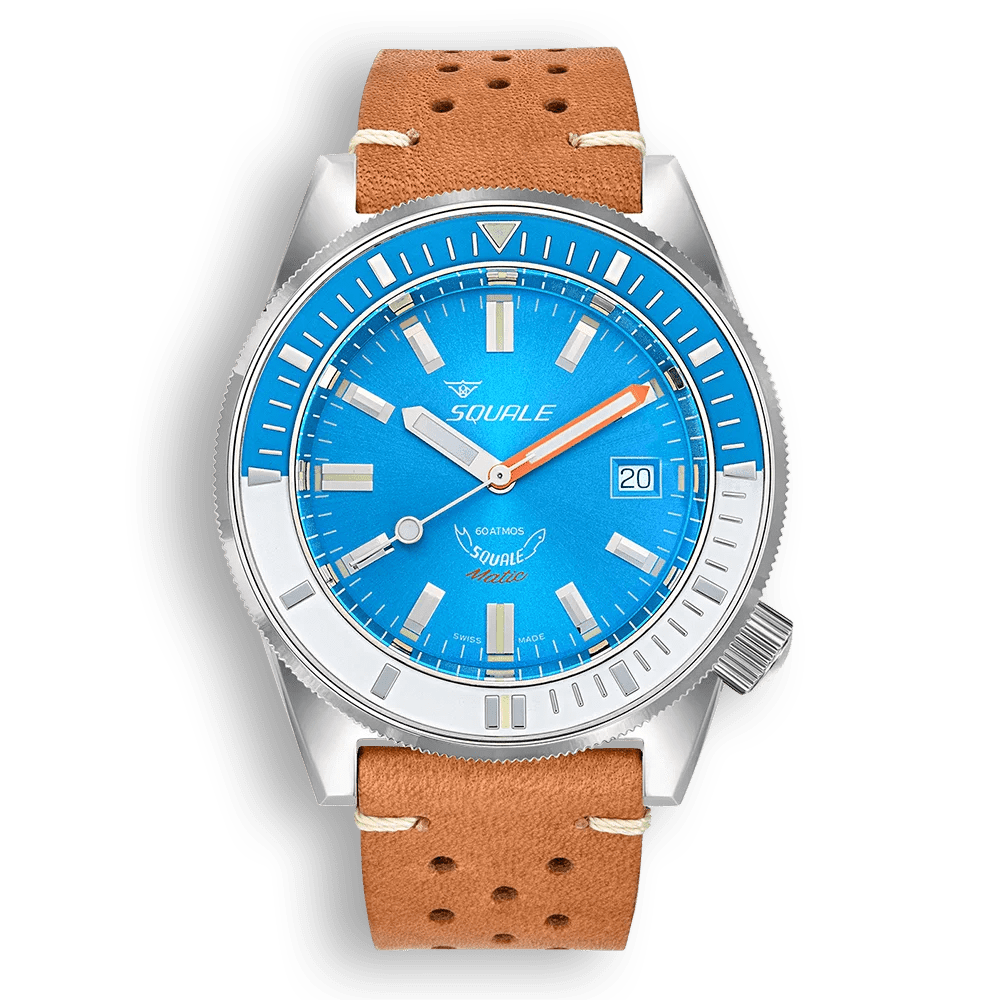 SQUALE SEA MATIC LIGHT BLUE LEATHER DATE - WATCHH