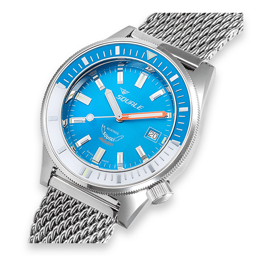 SQUALE SEA MATIC LIGHT BLUE MESH DATE - WATCHH