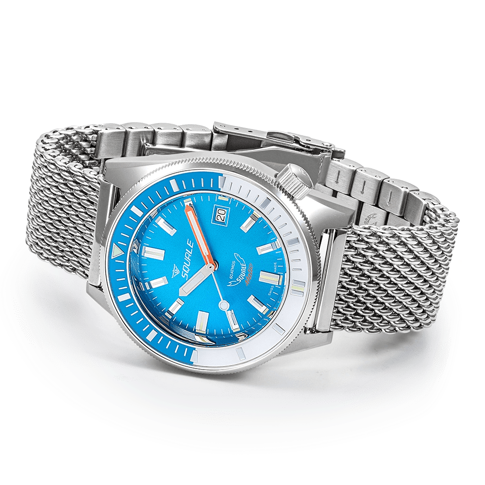 SQUALE SEA MATIC LIGHT BLUE MESH DATE - WATCHH