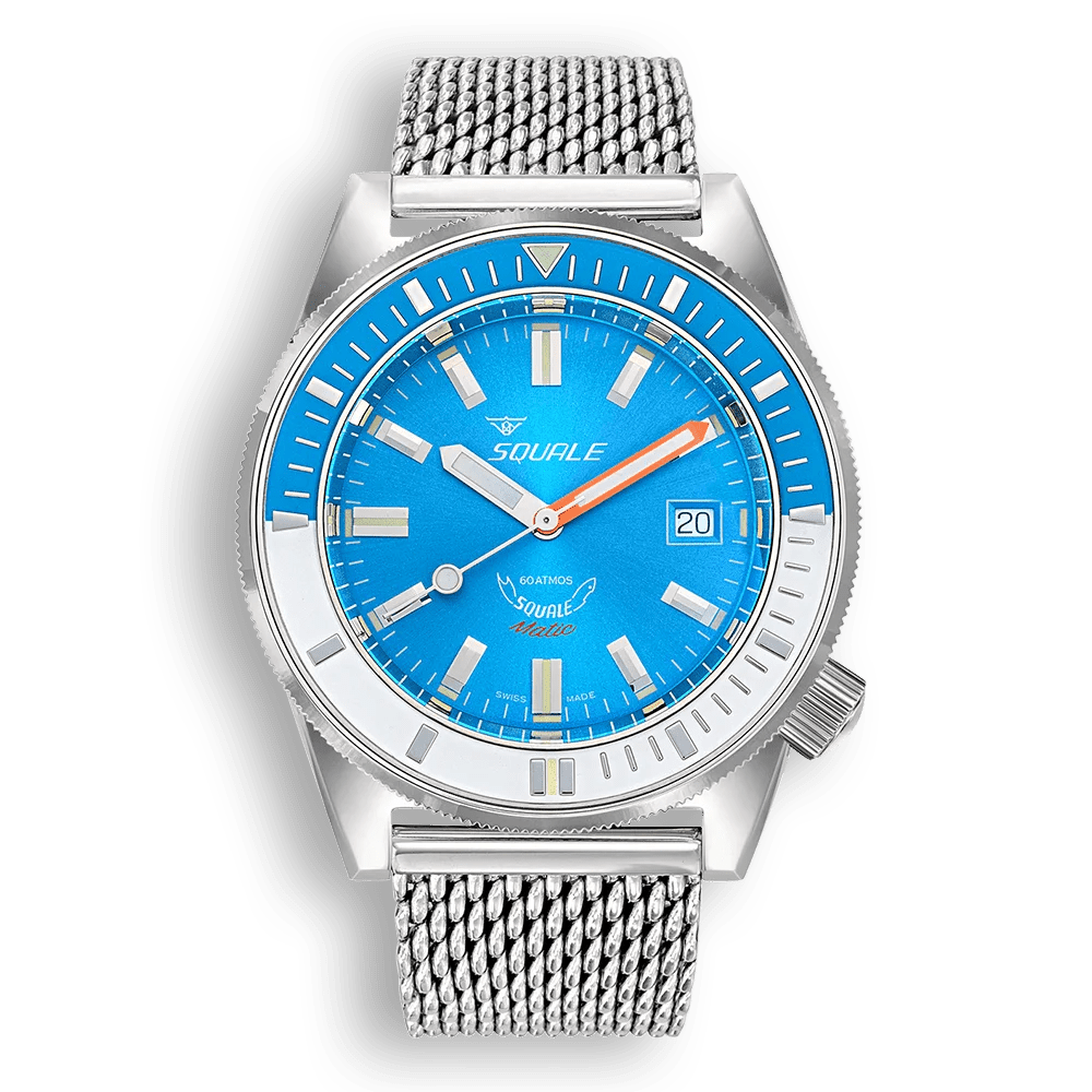 SQUALE SEA MATIC LIGHT BLUE MESH DATE - WATCHH