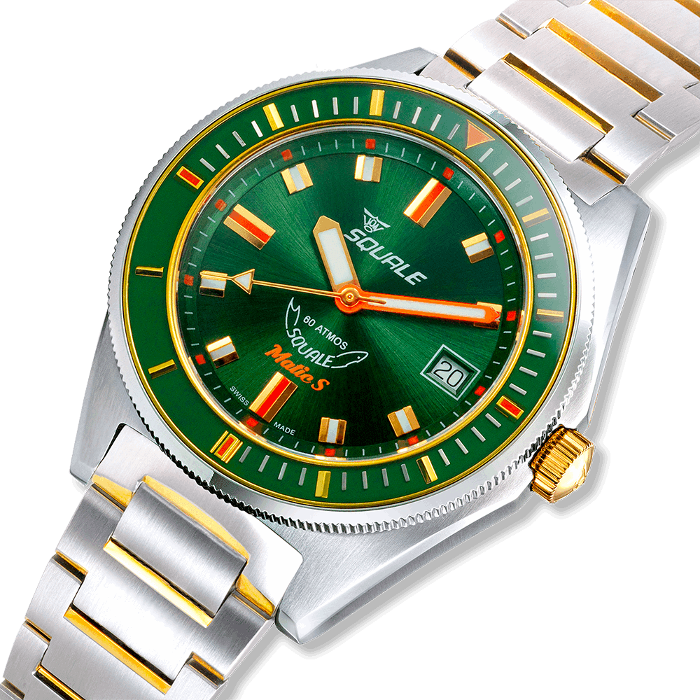 SQUALE SEA MATIC-S GREEN TWO-TONE BRACELET DATE watch
