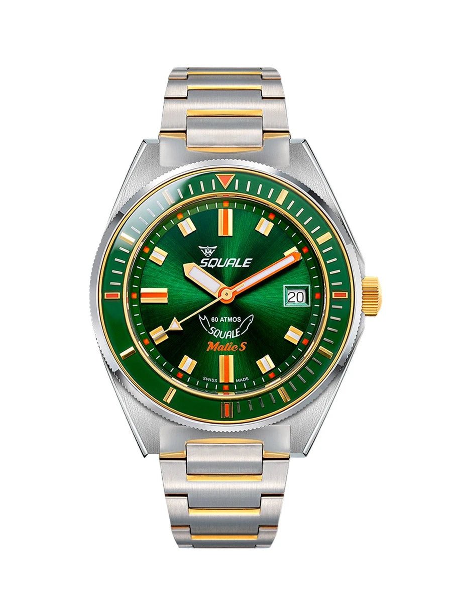 SQUALE SEA MATIC-S GREEN TWO-TONE BRACELET DATE watch