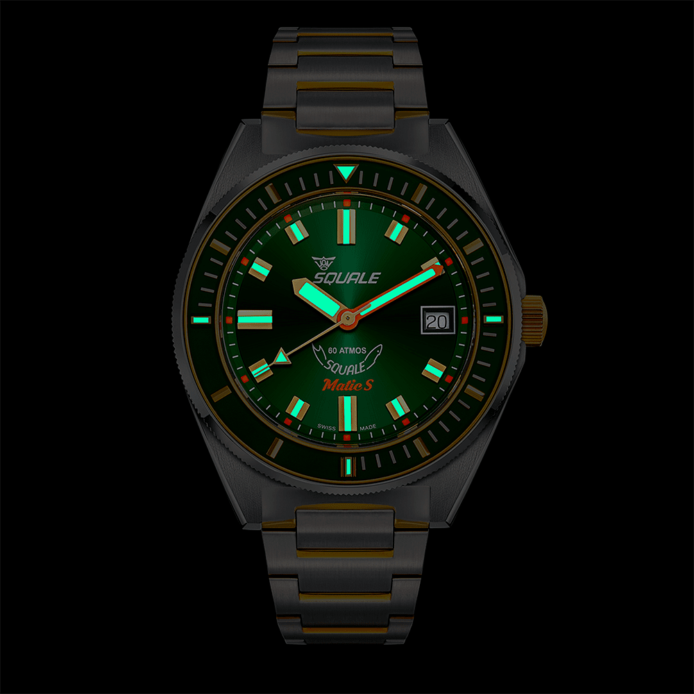 SQUALE SEA MATIC-S GREEN TWO-TONE BRACELET DATE watch
