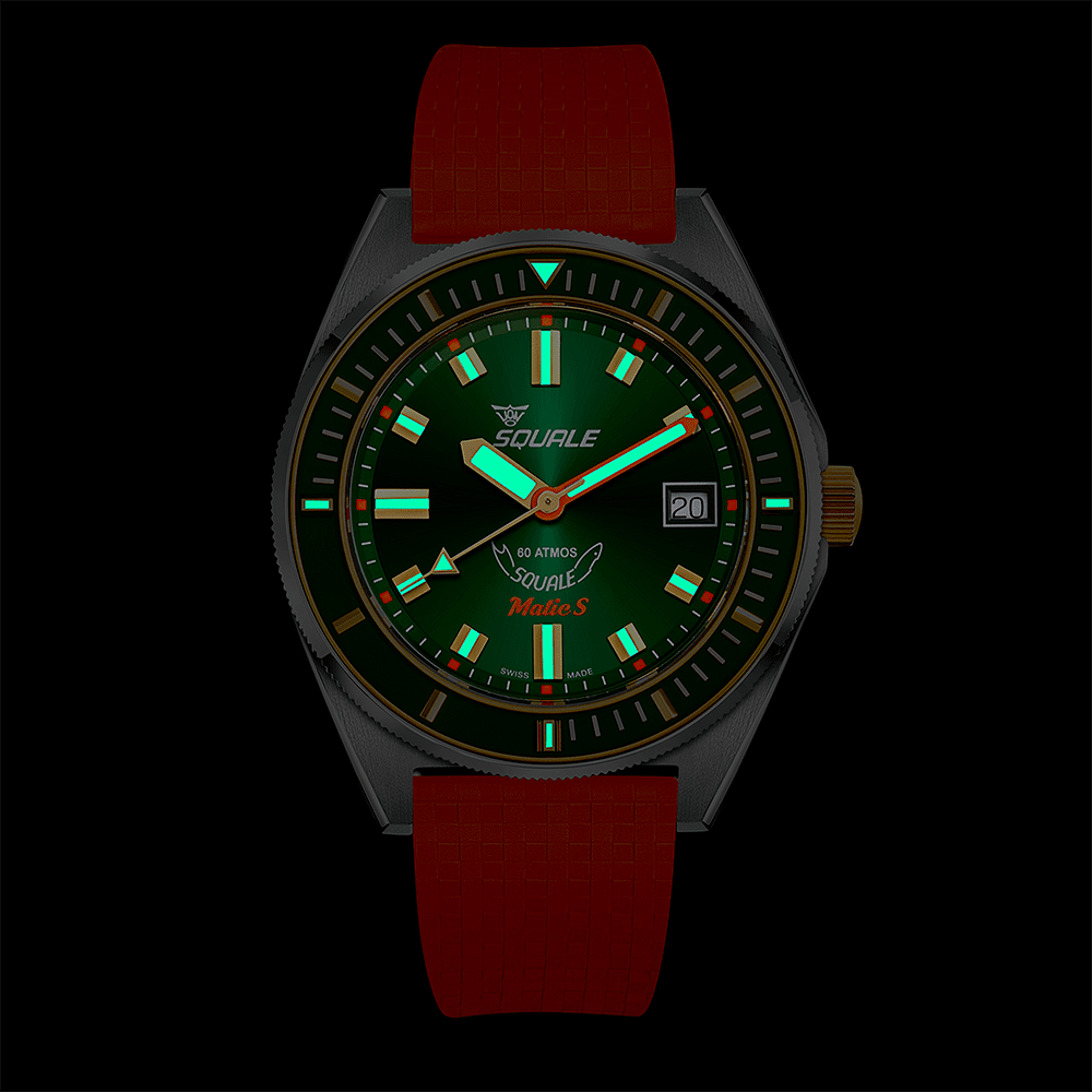SQUALE SEA MATIC-S GREEN TWO-TONE MOSAIC RUBBER DATE watch