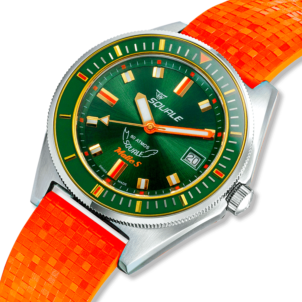 SQUALE SEA MATIC-S GREEN TWO-TONE MOSAIC RUBBER DATE watch