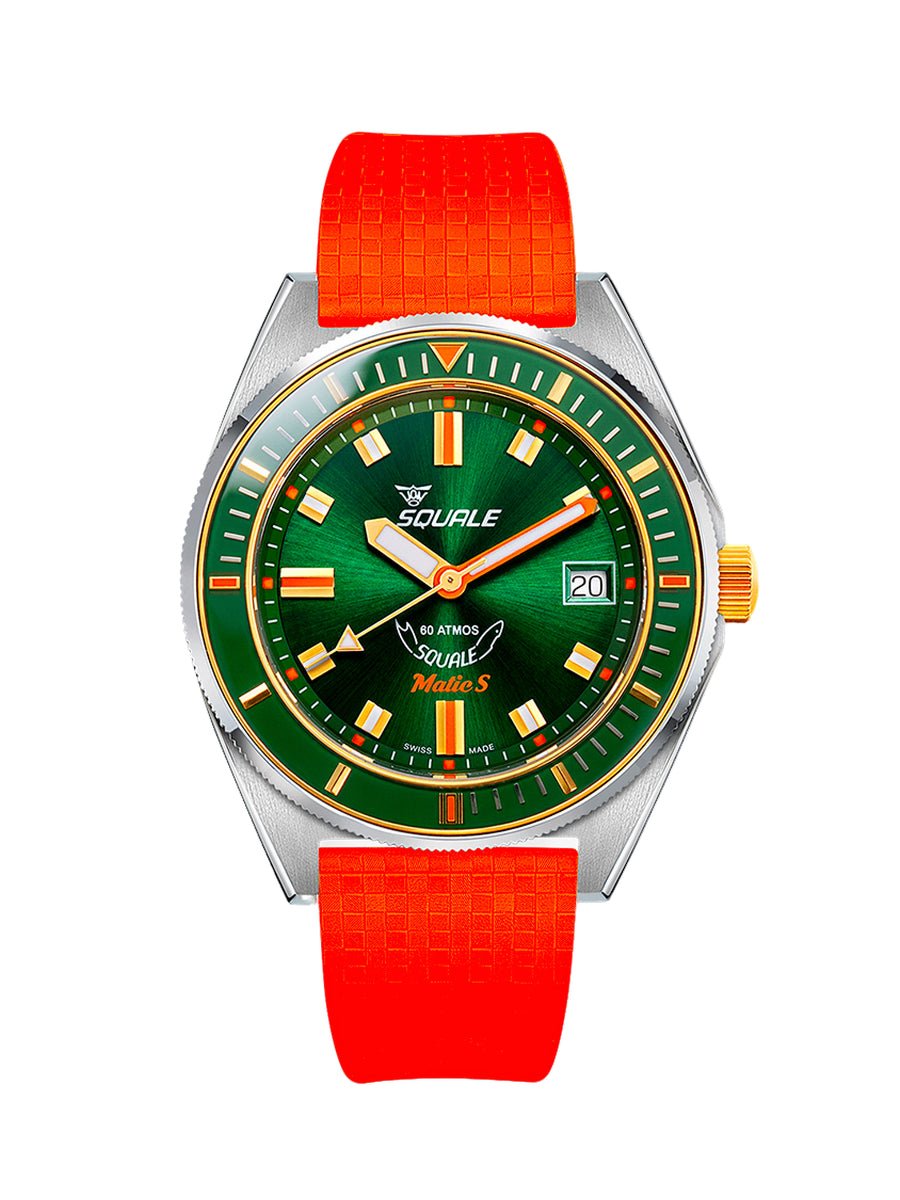 SQUALE SEA MATIC-S GREEN TWO-TONE MOSAIC RUBBER DATE watch