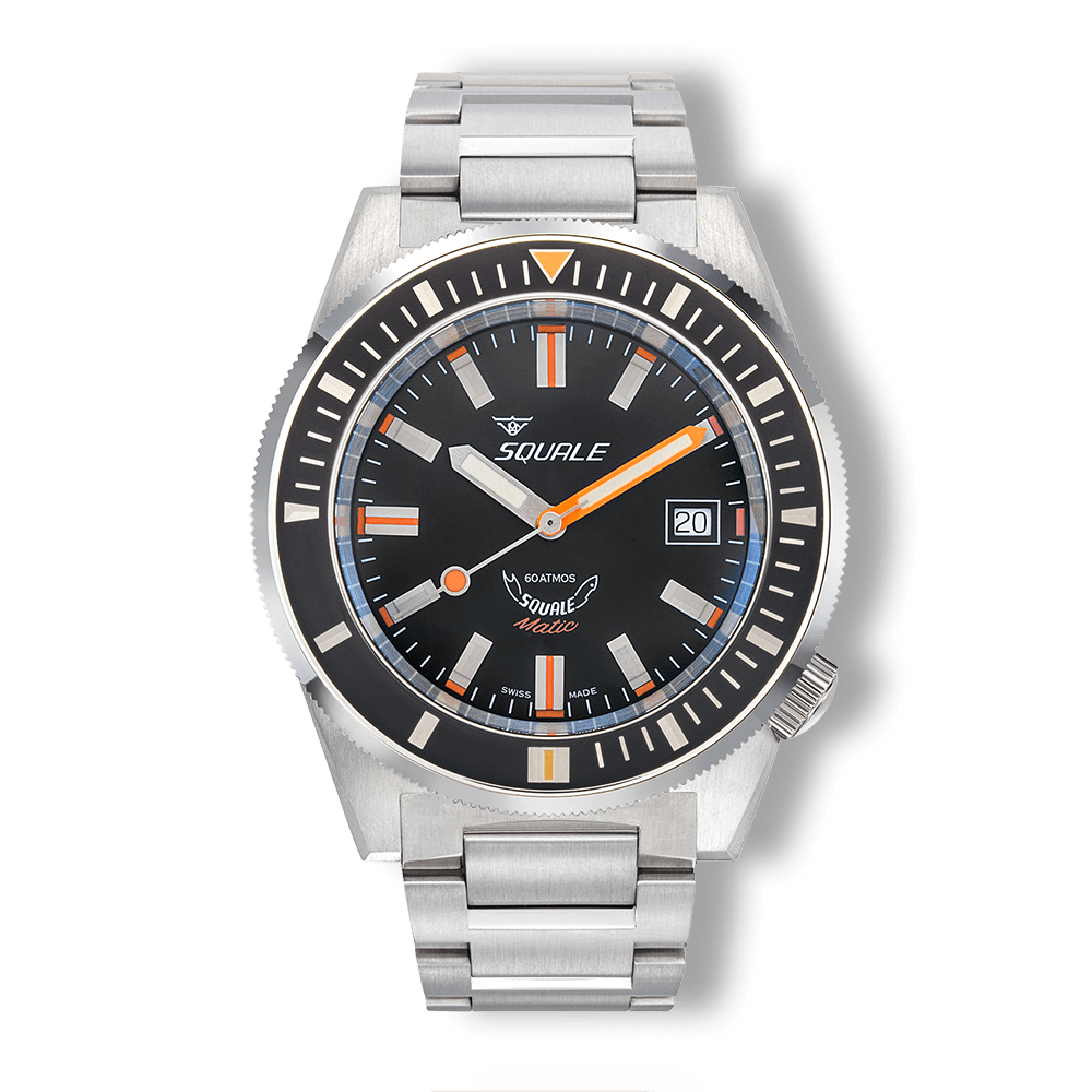 SQUALE SEA MATIC SATIN BLACK BRACELET DATE - WATCHH