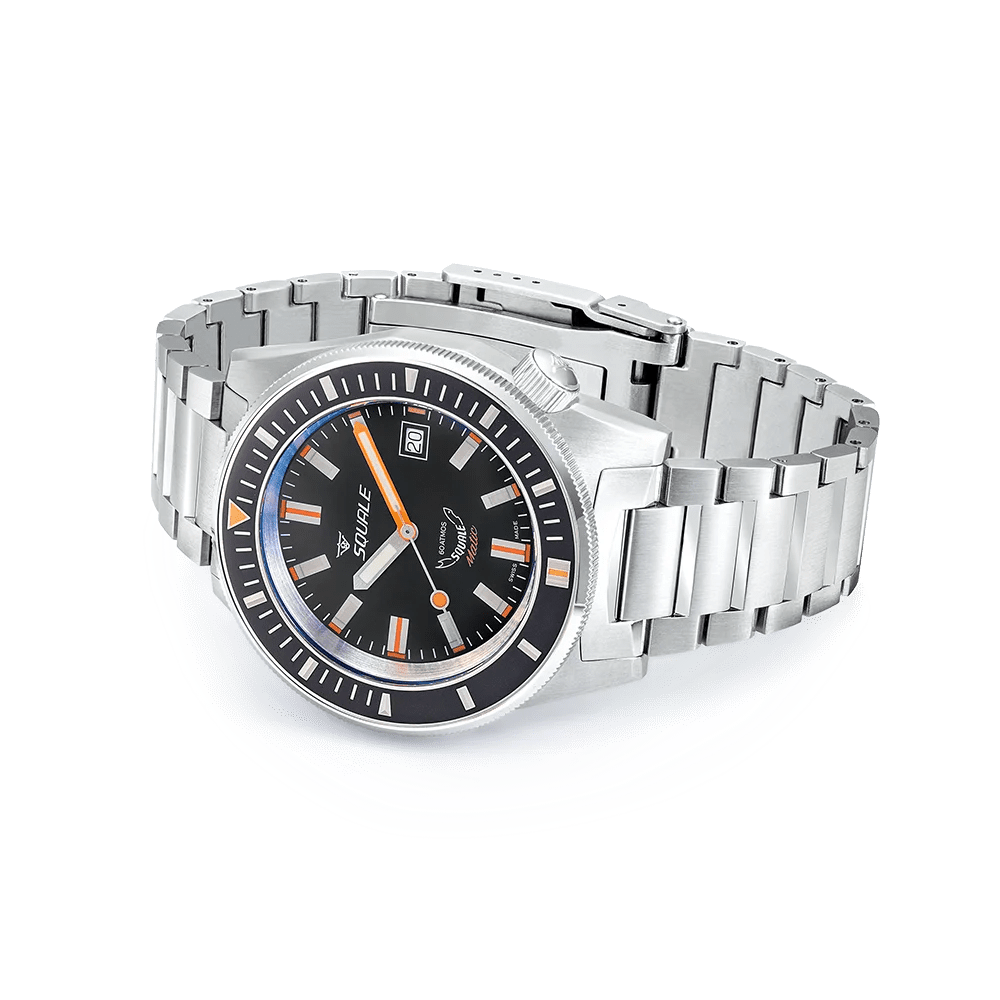 SQUALE SEA MATIC SATIN BLACK BRACELET DATE - WATCHH