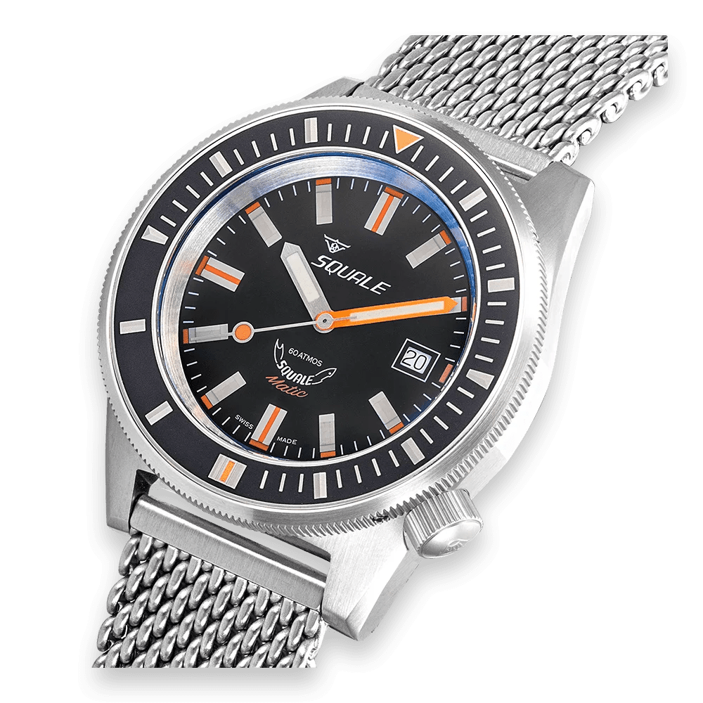 SQUALE SEA MATIC SATIN BLACK MESH DATE - WATCHH
