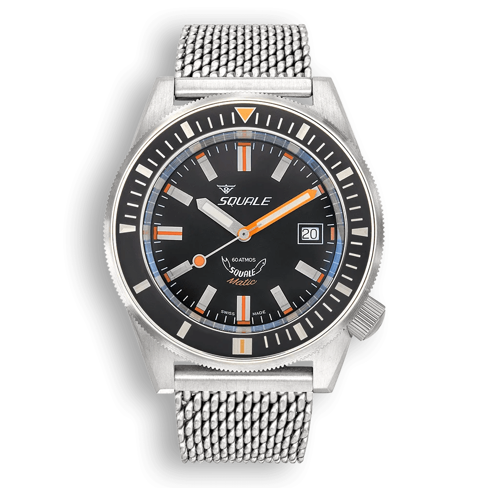 SQUALE SEA MATIC SATIN BLACK MESH DATE - WATCHH