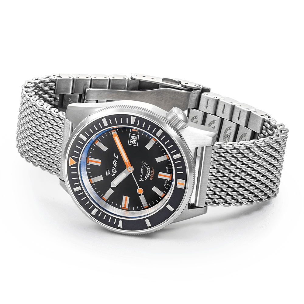 SQUALE SEA MATIC SATIN BLACK MESH DATE - WATCHH