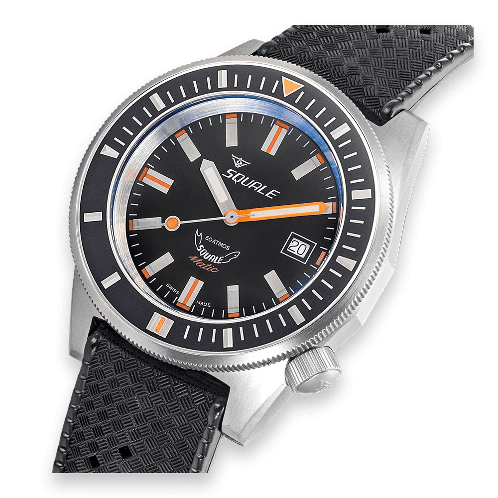 SQUALE SEA MATIC SATIN BLACK RUBBER DATE - WATCHH