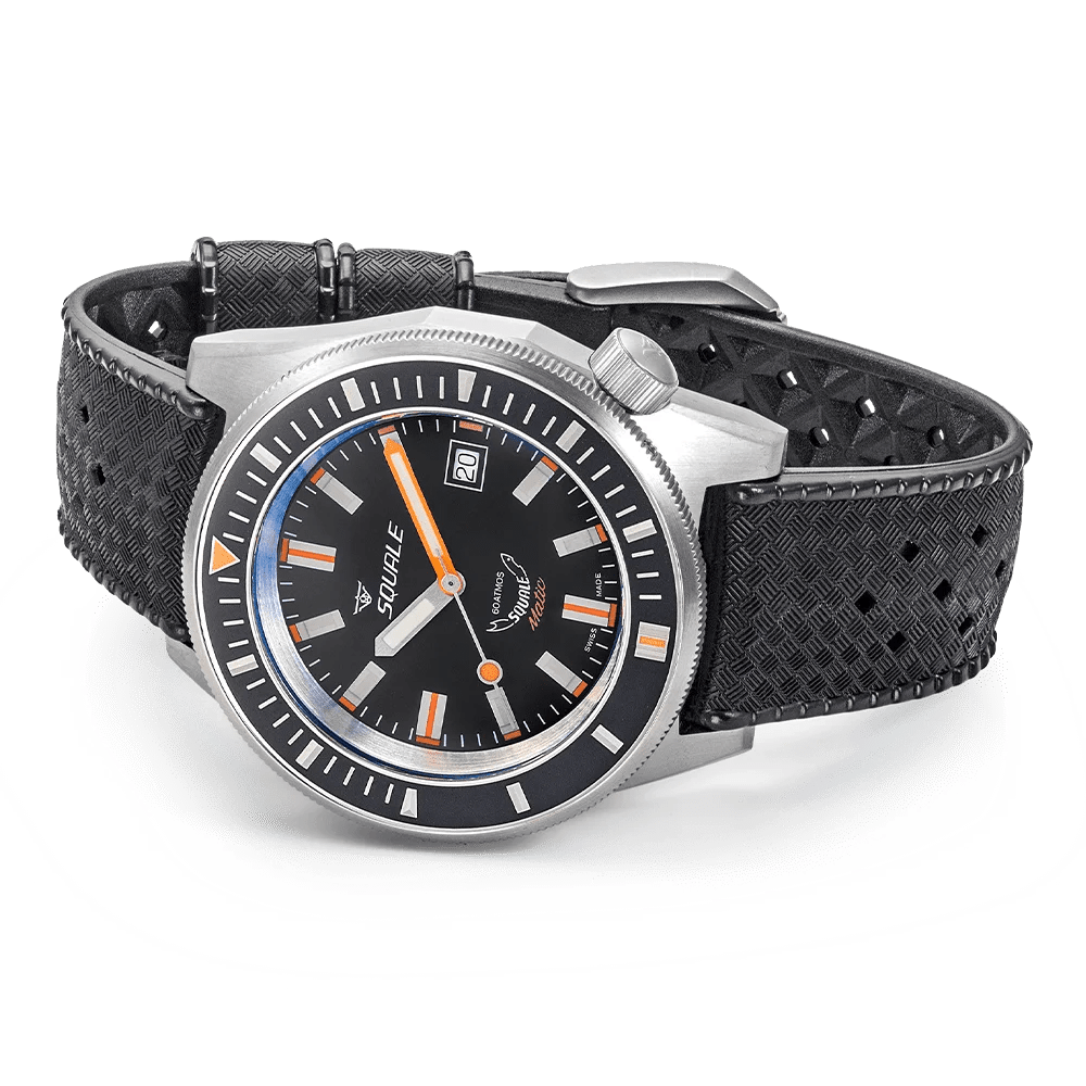 SQUALE SEA MATIC SATIN BLACK RUBBER DATE - WATCHH
