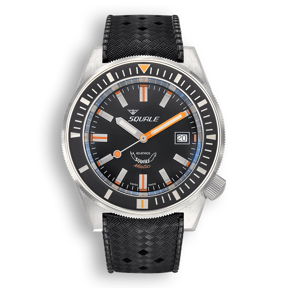 SQUALE SEA MATIC SATIN BLACK RUBBER DATE - WATCHH