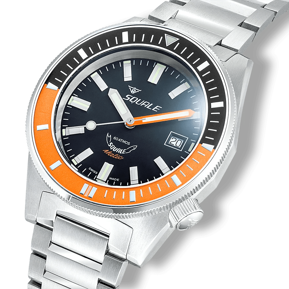 SQUALE SEA MATIC SATIN ORANGE BRACELET DATE - WATCHH