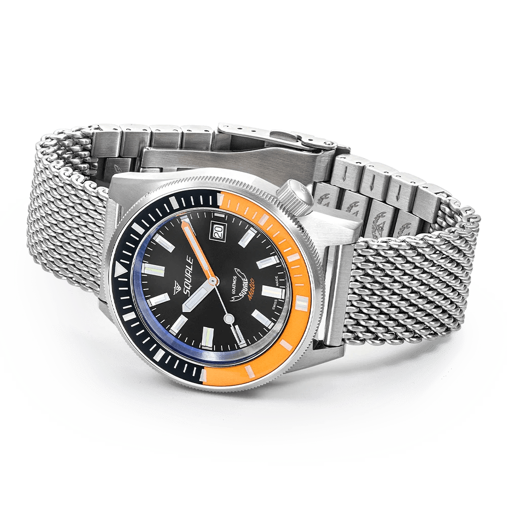 SQUALE SEA MATIC SATIN ORANGE MESH DATE - WATCHH